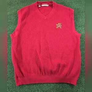 Cutter & Buck Golf Sweater University Of Maryland V-Neck Large Red 100% Cotton